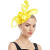 imageFascinators Hats for Women KentuckyDerby Tea Party Hats Flower Wedding Church Headband Hair Clip GirlsYellow
