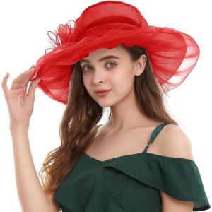 image2025 KentuckyDerby Fascinators Hats for Women Church Tea Party Hats AccessoriesA Red