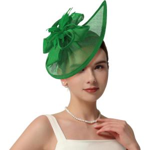 image2025 KentuckyDerby Fascinators Hats for Women Tea Party Hats Headwear Hair Clip for Wedding ChurchGreen