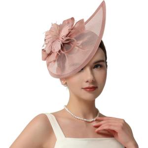 image2025 KentuckyDerby Fascinators Hats for Women Tea Party Hats Headwear Hair Clip for Wedding ChurchPink