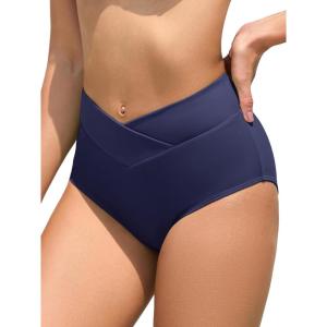 imageAmerican Trends High Waisted Bikini Bottoms for Women Tummy Control Full Coverage Bathing Suit Swim Swimsuit BottomsNavy