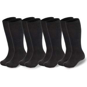 imageAmerican Trends Kids Soccer Socks for Toddler Boys Girls Knee High Socks Stripes Cotton Sport Long Tube Sock 19 YearsBlack4