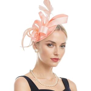 imageFascinators Hats for Women KentuckyDerby Tea Party Hats Flower Wedding Church Headband Hair Clip GirlsChampagne