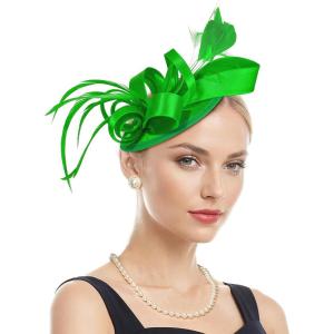 imageFascinators Hats for Women KentuckyDerby Tea Party Hats Flower Wedding Church Headband Hair Clip GirlsGreenst Patricks Day