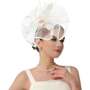 imageKentuckyDerby Fascinators Hat Tea Party Wedding Church Hat Headwear Hair Clip 2025A White