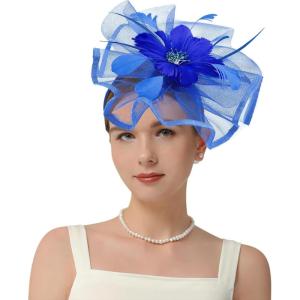 imageKentuckyDerby Fascinators Hat Tea Party Wedding Church Hat Headwear Hair Clip 2025Blue