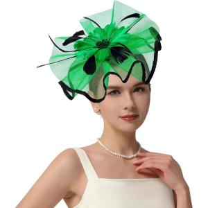 imageKentuckyDerby Fascinators Hat Tea Party Wedding Church Hat Headwear Hair Clip 2025Green