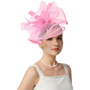 imageKentuckyDerby Fascinators Hat Tea Party Wedding Church Hat Headwear Hair Clip 2025Pink