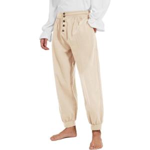 imagePirate Pants for Men Pirate Costume Pant Renaissance Medieval Pant Halloween Costume Viking Pants MenBeige