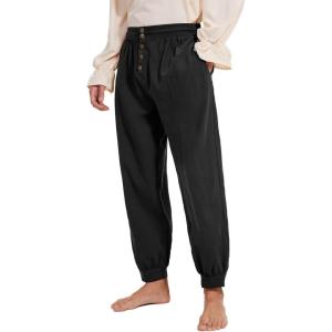 imagePirate Pants for Men Pirate Costume Pant Renaissance Medieval Pant Halloween Costume Viking Pants MenBlack