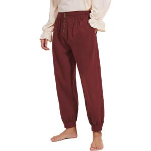 imagePirate Pants for Men Pirate Costume Pant Renaissance Medieval Pant Halloween Costume Viking Pants MenWine Red