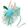 imageAmerican Trends Fascinators Hat for Women Tea Party Hats Headband Flower Mesh Feathers Hair ClipOrangebluegreen