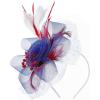 imageAmerican Trends Fascinators Hat for Women Tea Party Hats Headband Flower Mesh Feathers Hair ClipRedWhiteBlueusa Hat