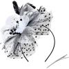 imageAmerican Trends Fascinators Hat for Women Tea Party Hats Headband Flower Mesh Feathers Hair ClipWhiteblack
