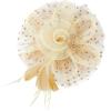 imageAmerican Trends Fascinators Hat for Women Tea Party Hats Headband Flower Mesh Feathers Hair ClipZ BeigeGold