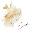 imageAmerican Trends Fascinators Hat for Women Tea Party Hats Headband Flower Mesh Feathers Hair ClipZ BeigeGold