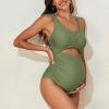 imageAmerican Trends Maternity Swimsuit Scoop Neck One Piece Maternity Bathing Suit Hollowing Petal Clipping High Waisted SwimwearLight Green