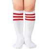 imageAmerican Trends Toddler Baseball Soccer Socks Kids Athletic Tube Girls Boys Softball Youth Knee High Socks1 Pack White Red