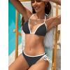 imageAmerican Trends Women String Triangle Bikini Set Swimsuit Two Piece Bathing Suit Cheeky Swim Suit SwimwearBlack White