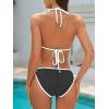 imageAmerican Trends Women String Triangle Bikini Set Swimsuit Two Piece Bathing Suit Cheeky Swim Suit SwimwearBlack White