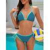 imageAmerican Trends Women String Triangle Bikini Set Swimsuit Two Piece Bathing Suit Cheeky Swim Suit SwimwearGreen Color Block