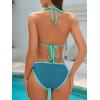 imageAmerican Trends Women String Triangle Bikini Set Swimsuit Two Piece Bathing Suit Cheeky Swim Suit SwimwearGreen Color Block