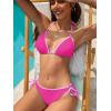 imageAmerican Trends Women String Triangle Bikini Set Swimsuit Two Piece Bathing Suit Cheeky Swim Suit SwimwearPink Color Block