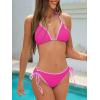 imageAmerican Trends Women String Triangle Bikini Set Swimsuit Two Piece Bathing Suit Cheeky Swim Suit SwimwearPink Color Block
