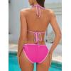 imageAmerican Trends Women String Triangle Bikini Set Swimsuit Two Piece Bathing Suit Cheeky Swim Suit SwimwearPink Color Block
