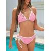 imageAmerican Trends Women String Triangle Bikini Set Swimsuit Two Piece Bathing Suit Cheeky Swim Suit SwimwearPink White