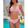 imageAmerican Trends Women String Triangle Bikini Set Swimsuit Two Piece Bathing Suit Cheeky Swim Suit SwimwearPink White