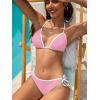 imageAmerican Trends Women String Triangle Bikini Set Swimsuit Two Piece Bathing Suit Cheeky Swim Suit SwimwearPink White
