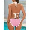 imageAmerican Trends Women String Triangle Bikini Set Swimsuit Two Piece Bathing Suit Cheeky Swim Suit SwimwearPink White