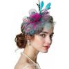 image2025 KentuckyDerby Fascinators Hats Tea Party Church Wedding Hats for Women Hair Clip HeadwearZ4 Greenbluerose Red