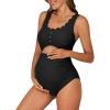 imageAmerican Trends Maternity Swimsuit Scoop Neck One Piece Maternity Bathing Suit Hollowing Petal Clipping High Waisted SwimwearBlack