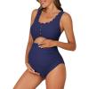 imageAmerican Trends Maternity Swimsuit Scoop Neck One Piece Maternity Bathing Suit Hollowing Petal Clipping High Waisted SwimwearBlue