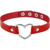 imageAmerican Trends Vintage PU Leather Choker Necklace Love Heart Adjustable Goth Choker Gothic Punk Choker PU Necklace Soft Collar Chain for Women GirlsRed Choker