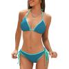 imageAmerican Trends Women String Triangle Bikini Set Swimsuit Two Piece Bathing Suit Cheeky Swim Suit SwimwearGreen Color Block