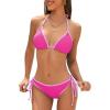 imageAmerican Trends Women String Triangle Bikini Set Swimsuit Two Piece Bathing Suit Cheeky Swim Suit SwimwearPink Color Block
