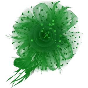 image2025 KentuckyDerby Fascinators Hats Tea Party Church Wedding Hats for Women Hair Clip HeadwearA5 Green