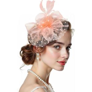 image2025 KentuckyDerby Fascinators Hats Tea Party Church Wedding Hats for Women Hair Clip HeadwearChampagne
