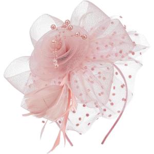 image2025 KentuckyDerby Fascinators Hats Tea Party Church Wedding Hats for Women Hair Clip HeadwearDustypink