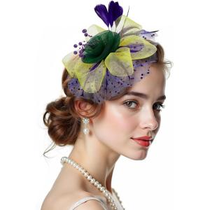 image2025 KentuckyDerby Fascinators Hats Tea Party Church Wedding Hats for Women Hair Clip HeadwearMardi Gras