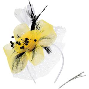 imageAmerican Trends Fascinators Hat for Women Tea Party Hats Headband Flower Mesh Feathers Hair ClipBlackyellowwhite