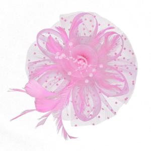 imageAmerican Trends Fascinators Hat for Women Tea Party Hats Headband Flower Mesh Feathers Hair ClipC Pink