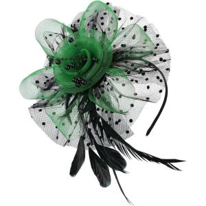 imageAmerican Trends Fascinators Hat for Women Tea Party Hats Headband Flower Mesh Feathers Hair ClipGreen