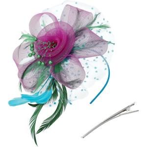 imageAmerican Trends Fascinators Hat for Women Tea Party Hats Headband Flower Mesh Feathers Hair ClipGreenhotpinkblue
