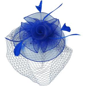 imageAmerican Trends Fascinators Hat for Women Tea Party Hats Headband Flower Mesh Feathers Hair ClipZ Styleblue