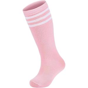 imageAmerican Trends Toddler Baseball Soccer Socks Kids Athletic Tube Girls Boys Softball Youth Knee High Socks1 Pack Pink White