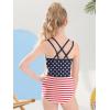 imageGirls One Piece Swimsuits Bathing Suit for Teens Cut Out Cute Girls OnePiece Swimwear Criss Cross for Kids Summer BeachAmerican Flag